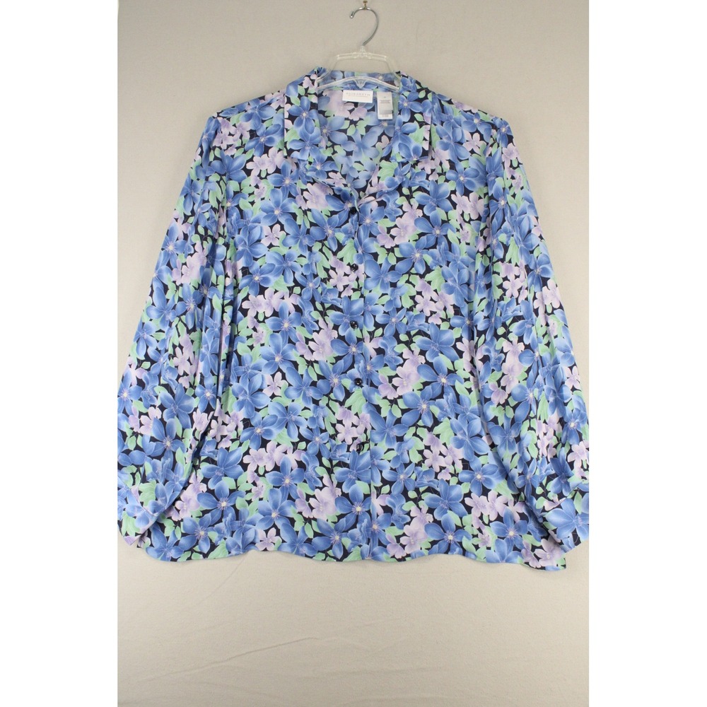 Liz Claiborne Elisabeth Silk Floral Button Down Shirt Womens 20 Cottagecore